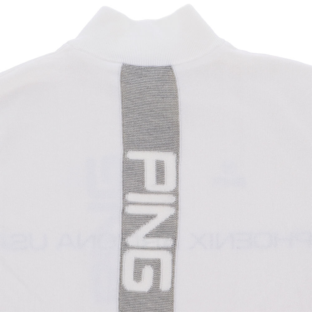 ピン PING メンズ 長袖 フルジップ リバーシブル ニット ブルゾン 621-3270007 ホワイト 背面ロゴアップ