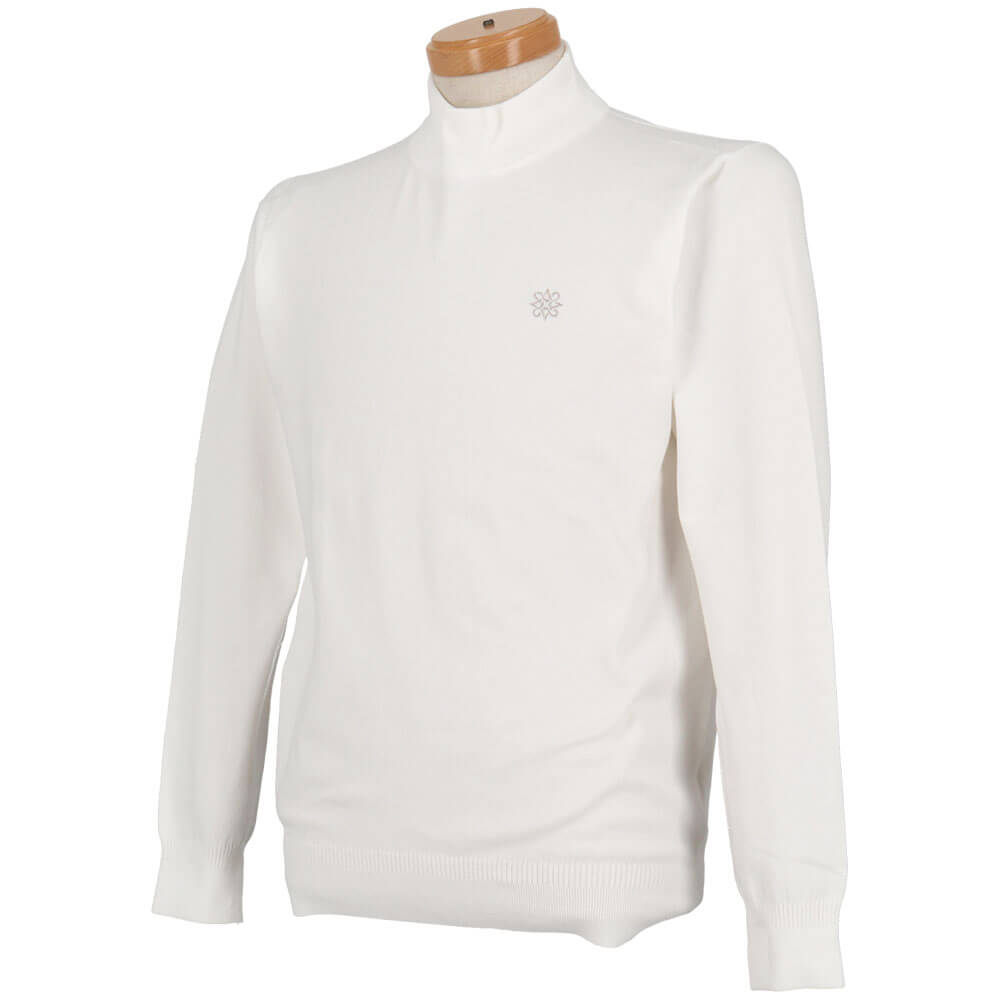 セントアンドリュース St ANDREWS メンズ カシミヤタッチ 天竺 長袖 モックネックニット 042-5274051 ホワイト 斜め前