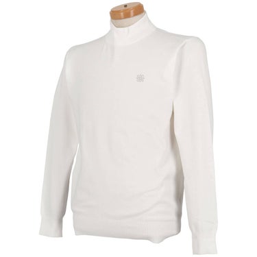 セントアンドリュース St ANDREWS メンズ カシミヤタッチ 天竺 長袖 モックネックニット 042-5274051 ホワイト 斜め前