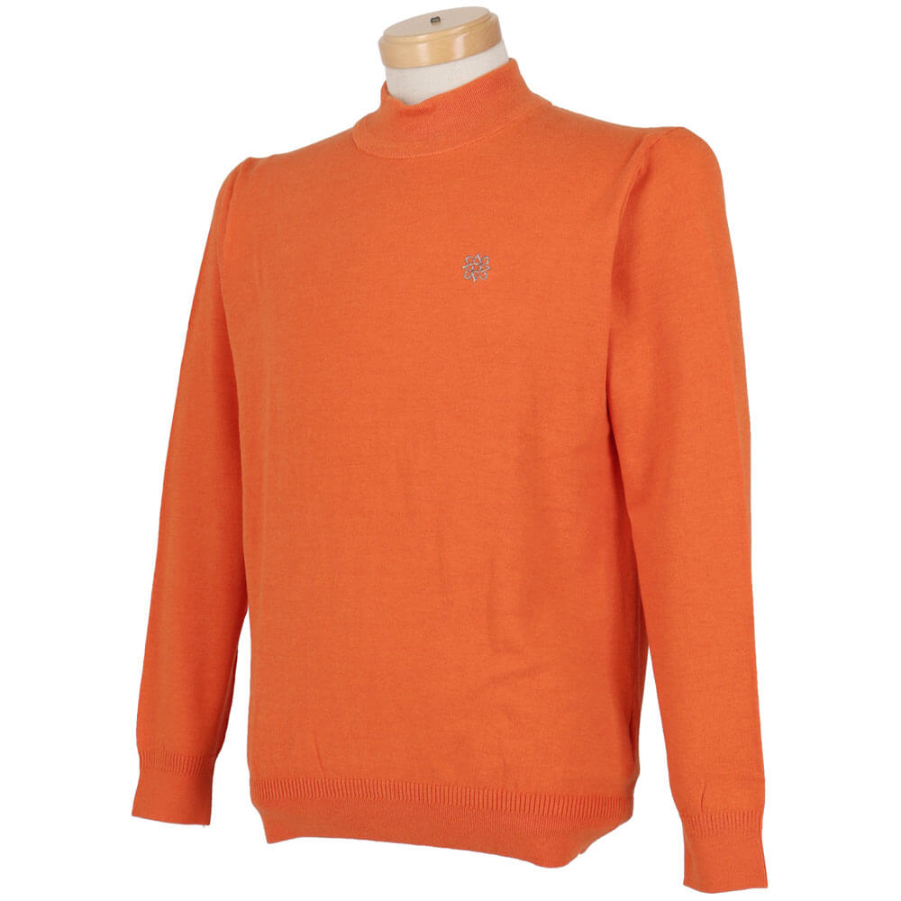 セントアンドリュース St ANDREWS メンズ カシミヤタッチ 天竺 長袖 モックネックニット 042-5274051 オレンジ 斜め前