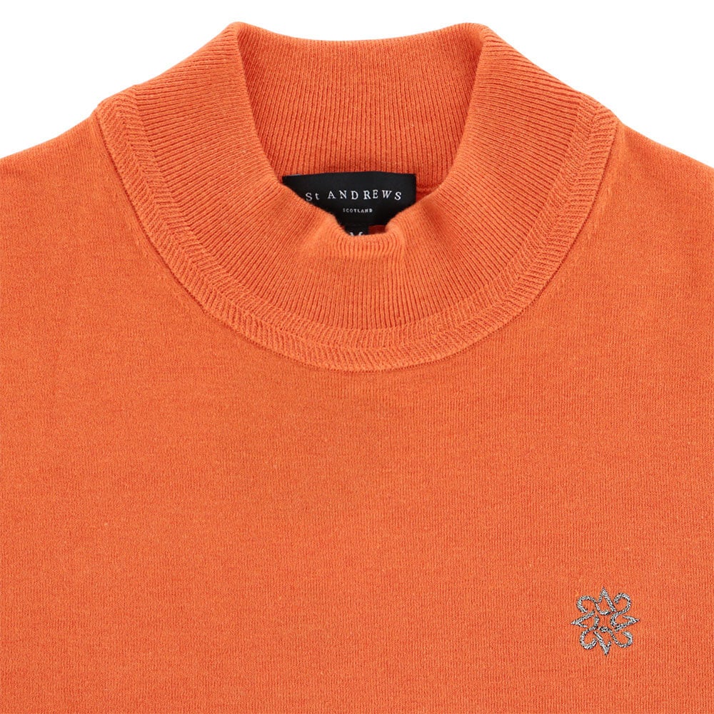セントアンドリュース St ANDREWS メンズ カシミヤタッチ 天竺 長袖 モックネックニット 042-5274051 オレンジ 襟元アップ