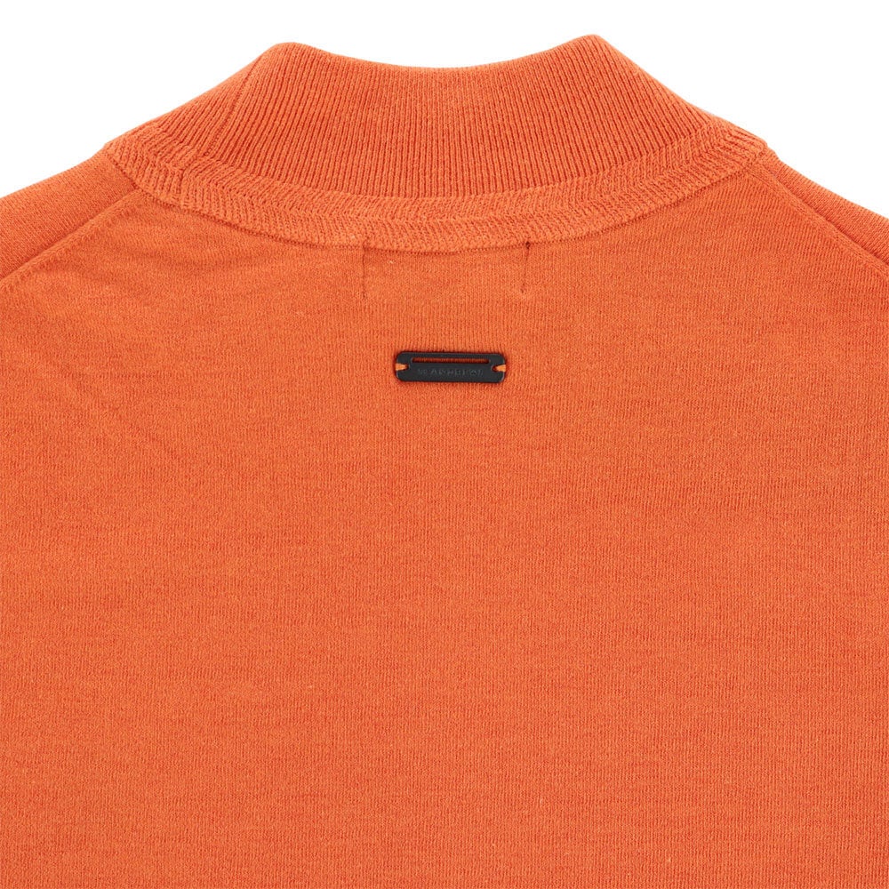 セントアンドリュース St ANDREWS メンズ カシミヤタッチ 天竺 長袖 モックネックニット 042-5274051 オレンジ 背面ロゴアップ