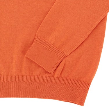 セントアンドリュース St ANDREWS メンズ カシミヤタッチ 天竺 長袖 モックネックニット 042-5274051 オレンジ 袖口・裾アップ