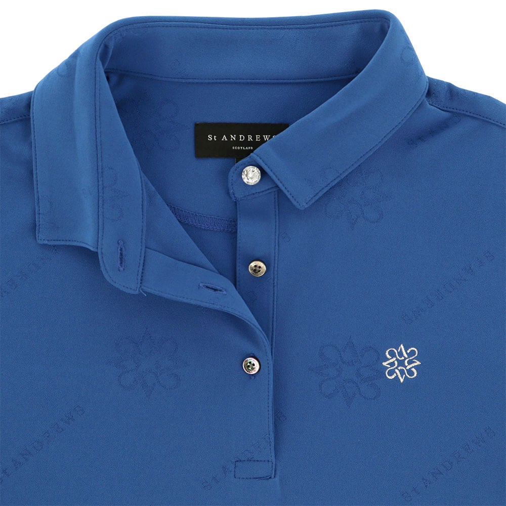 セントアンドリュース St ANDREWS レディース ケルトジャガード 長袖 ポロシャツ 043-5261952 ブルー 襟元アップ