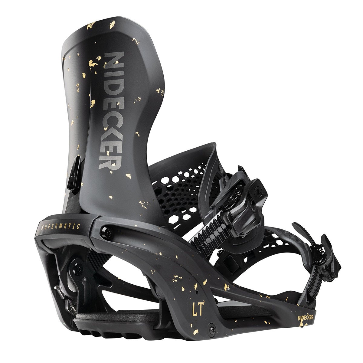 ナイデッカー NIDECKER LT SUPERMATIC エルティースーパーマティック STARDUST スノーボードビンディング 2026-2027 全体デザイン（表裏）