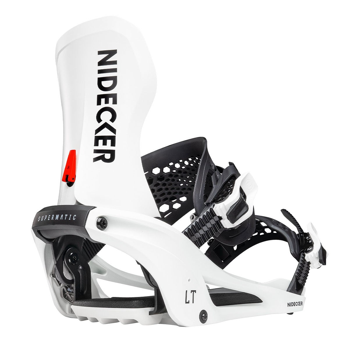 ナイデッカー NIDECKER LT SUPERMATIC エルティースーパーマティック WHITE スノーボードビンディング 2026-2027 ホワイト 全体デザイン（表裏）