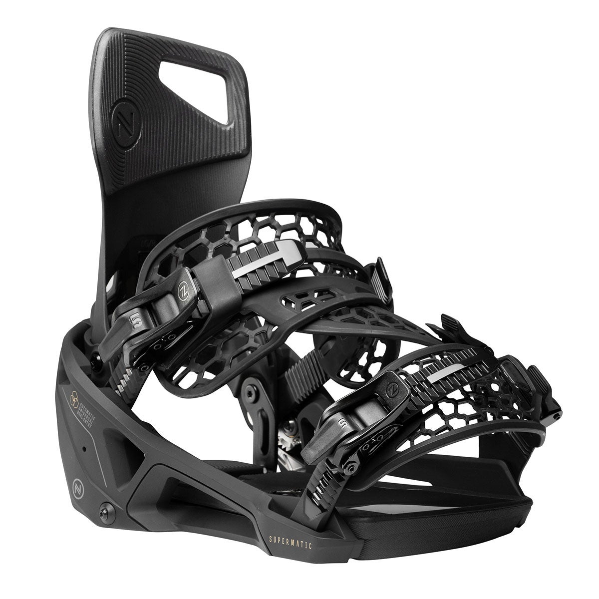 ナイデッカー NIDECKER OG SUPERMATIC オージースーパーマティック BLACK スノーボードビンディング 2026-2027 ブラック 全体デザイン（表裏）