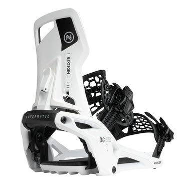 ナイデッカー NIDECKER OG SUPERMATIC オージースーパーマティック WHITE スノーボードビンディング 2026-2027 ホワイト 全体デザイン（表裏）