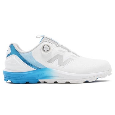 ニューバランスゴルフ FRESH FOAM X SL BOA フレッシュフォームX 2500 v5 ボア スパイクレス ゴルフシューズ U2500 6R8 WHITE/BLUE グレー/オレンジ 外側