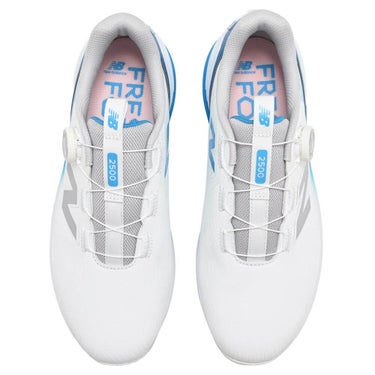 ニューバランスゴルフ FRESH FOAM X SL BOA フレッシュフォームX 2500 v5 ボア スパイクレス ゴルフシューズ U2500 6R8 WHITE/BLUE グレー/オレンジ 上面