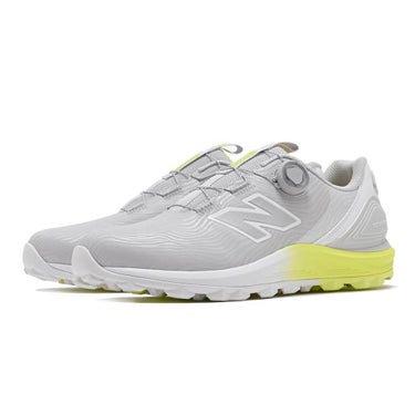 ニューバランスゴルフ FRESH FOAM X SL BOA フレッシュフォームX 2500 v5 ボア スパイクレス ゴルフシューズ U2500 8BM GRAY/YELLOW 全体斜め