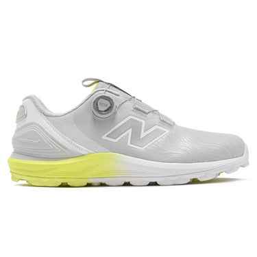 ニューバランスゴルフ FRESH FOAM X SL BOA フレッシュフォームX 2500 v5 ボア スパイクレス ゴルフシューズ U2500 8BM GRAY/YELLOW 外側