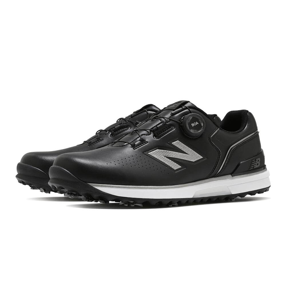 ニューバランスゴルフ FuelCell 3000 BOA フューエルセル 3000 v2 ボア ソフトスパイク ゴルフシューズ U3000 1WT BLACK/SILVER 全体斜め