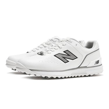 ニューバランスゴルフ FuelCell 3000 LACE フューエルセル 3000 v2 レース ソフトスパイク ゴルフシューズ U3000 3R6 WHITE/SILVER 全体斜め