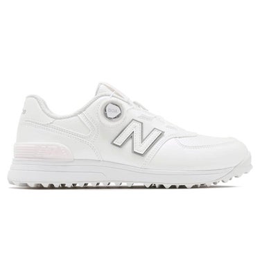 ニューバランスゴルフ レディース Golf 574 SL BOA 574 v4 ボア スパイクレス ゴルフシューズ W574B 6J4 WHITE/PINK 外側