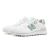 ニューバランスゴルフ レディース Golf 574 SL BOA 574 v4 ボア スパイクレス ゴルフシューズ W574B 8OF WHITE/MINT 全体斜め
