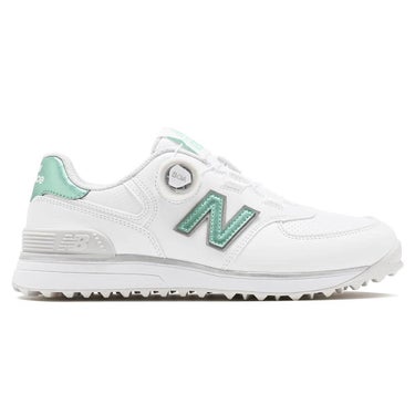 ニューバランスゴルフ レディース Golf 574 SL BOA 574 v4 ボア スパイクレス ゴルフシューズ W574B 8OF WHITE/MINT 外側