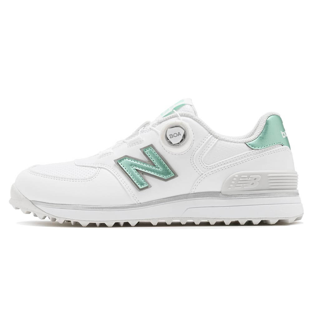 ニューバランスゴルフ レディース Golf 574 SL BOA 574 v4 ボア スパイクレス ゴルフシューズ W574B 8OF WHITE/MINT 内側
