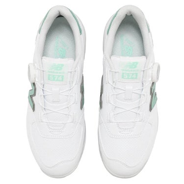 ニューバランスゴルフ レディース Golf 574 SL BOA 574 v4 ボア スパイクレス ゴルフシューズ W574B 8OF WHITE/MINT 上面