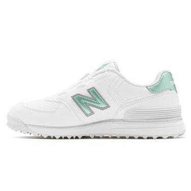 ニューバランスゴルフ レディース Golf 574 SL BOA 574 v4 ボア スパイクレス ゴルフシューズ W574B 8OF WHITE/MINT アッパーディテール