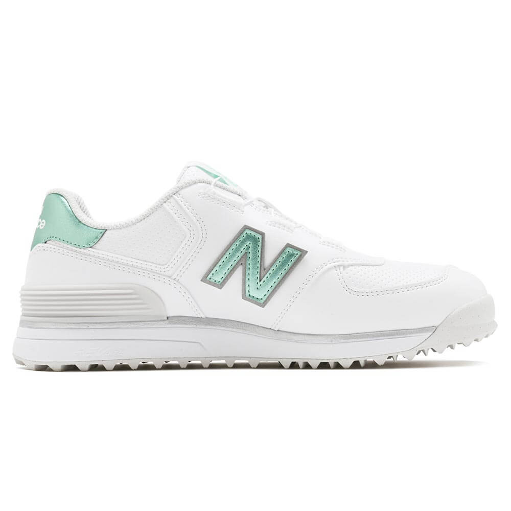 ニューバランスゴルフ レディース Golf 574 SL BOA 574 v4 ボア スパイクレス ゴルフシューズ W574B 8OF WHITE/MINT ソールディテール