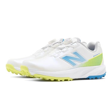 ニューバランスゴルフ FuelCell 910 SL BOA フューエルセル 910 v1 ボア スパイクレス ゴルフシューズ U910B 3CJ WHITE/BLUE 全体斜め