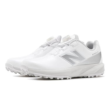 ニューバランスゴルフ FuelCell 910 SL BOA フューエルセル 910 v1 ボア スパイクレス ゴルフシューズ U910B 9PE WHITE/SILVER 全体斜め