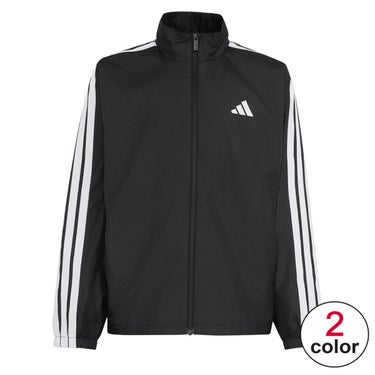 アディダス adidas キッズ エッセンシャルズ スリーストライプス ルーズフィット 起毛トリコット ライニング付き フルジップジャケット HM326 ウェア 正面