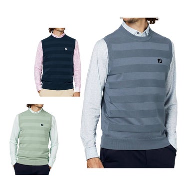 フットジョイ FootJoy メンズ 編地切替ボーダー クルーネック ニット ベスト FJ-F25-M05 2025年モデル ウェア 正面