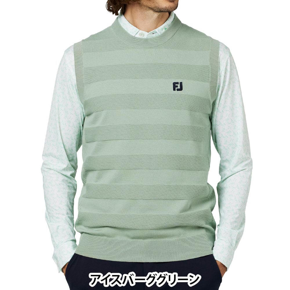 フットジョイ FootJoy メンズ 編地切替ボーダー クルーネック ニット ベスト FJ-F25-M05 2025年モデル ウェア 背面