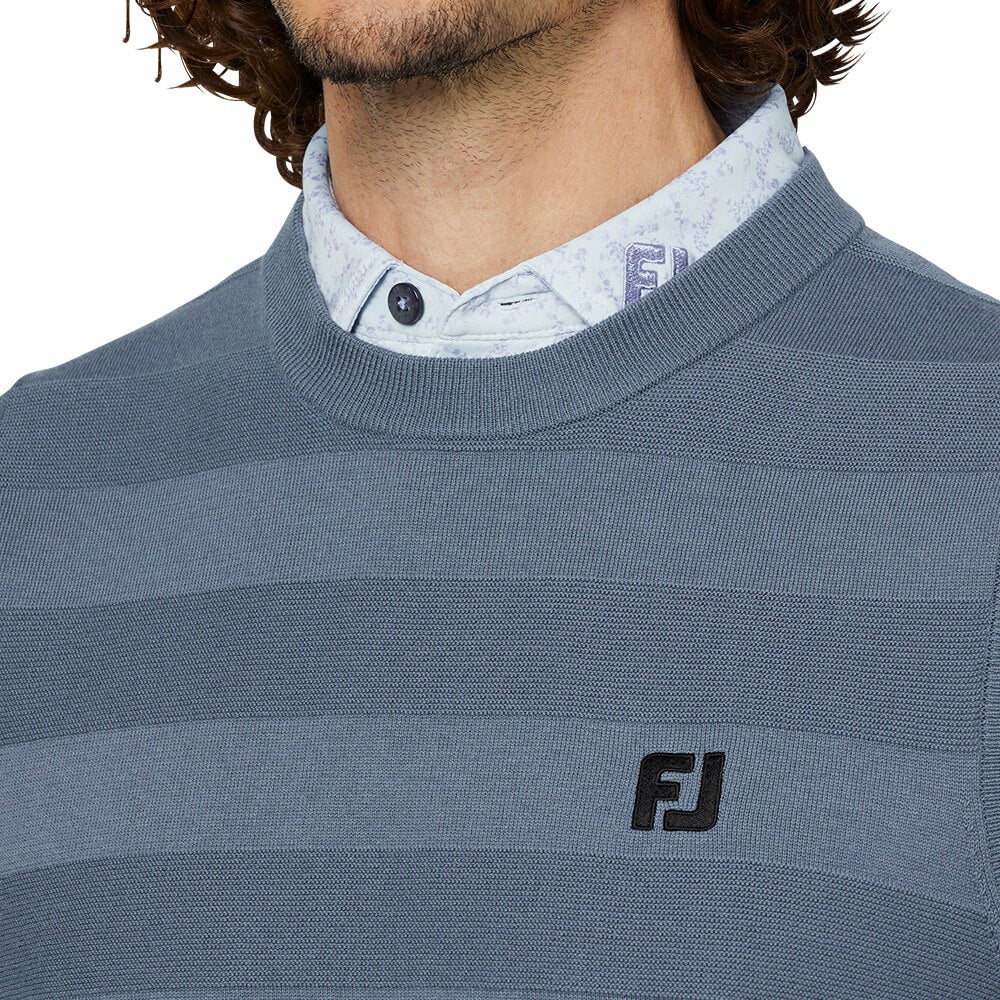 フットジョイ FootJoy メンズ 編地切替ボーダー クルーネック ニット ベスト FJ-F25-M05 2025年モデル 商品ディテール