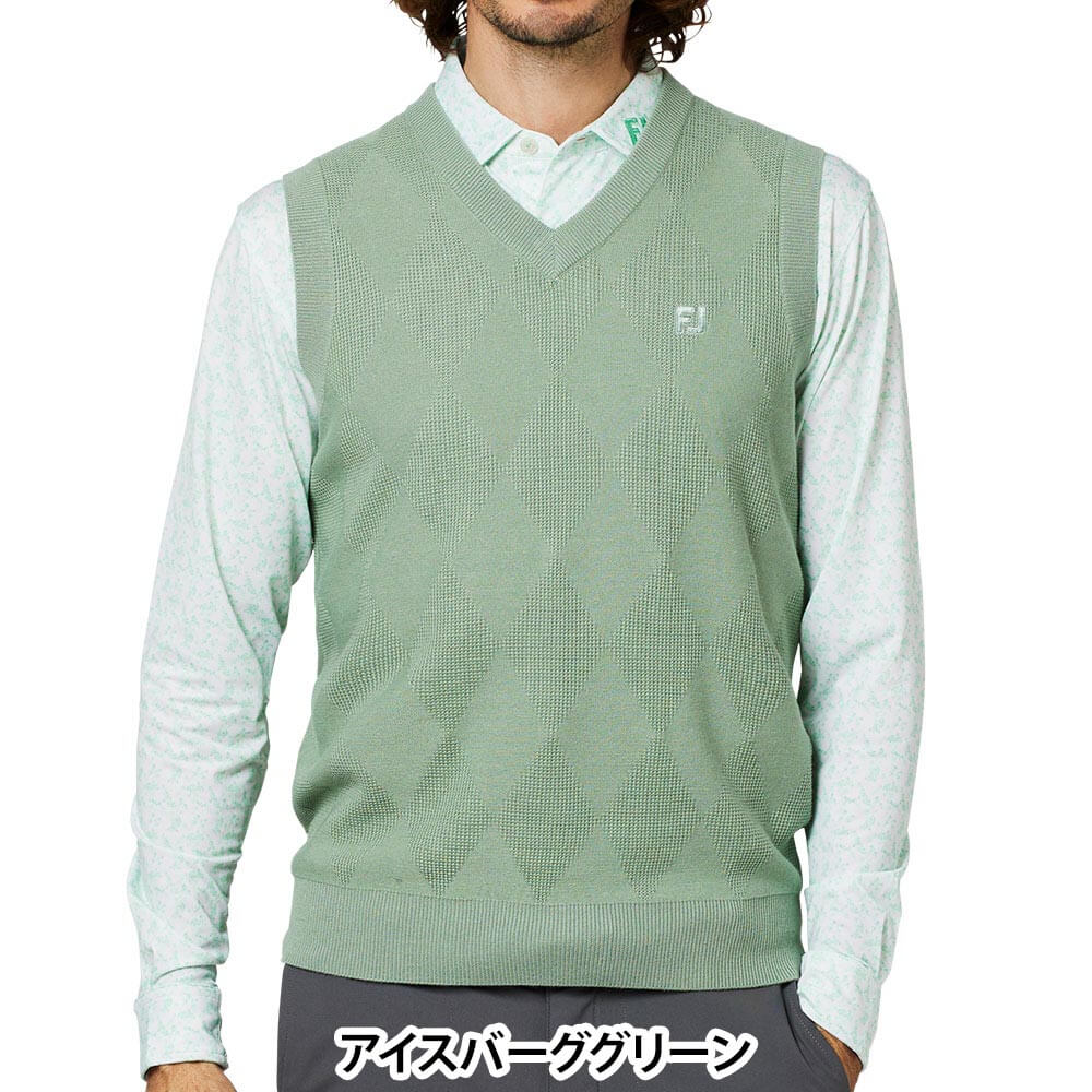 フットジョイ FootJoy メンズ アーガイル Vネック ニット ベスト FJ-F25-M07 2025年モデル ウェア 背面