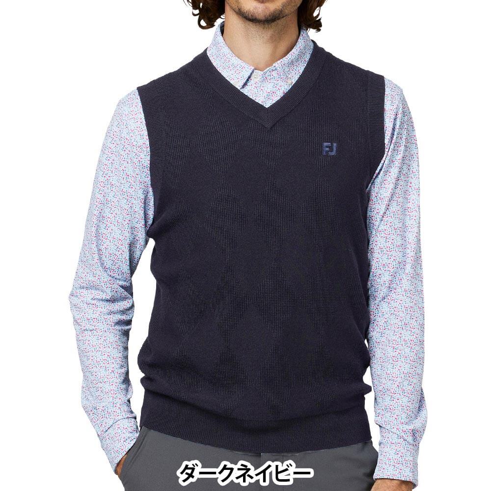 フットジョイ FootJoy メンズ アーガイル Vネック ニット ベスト FJ-F25-M07 2025年モデル 着用イメージ