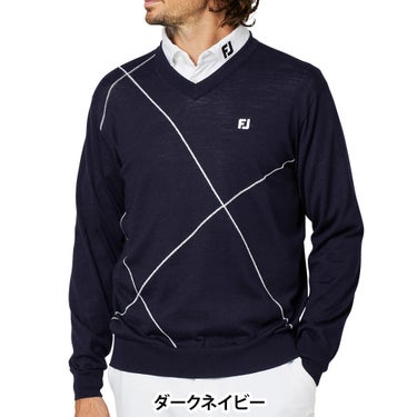 フットジョイ FootJoy メンズ クロップドアーガイル Vネック 長袖 セーター FJ-F25-M08 2025年モデル ウェア 背面