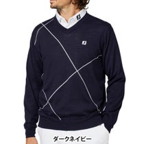 フットジョイ FootJoy メンズ 編地切替ボーダー クルーネック ニット ベスト FJ-F25-M05 2025年モデル ウェア 正面