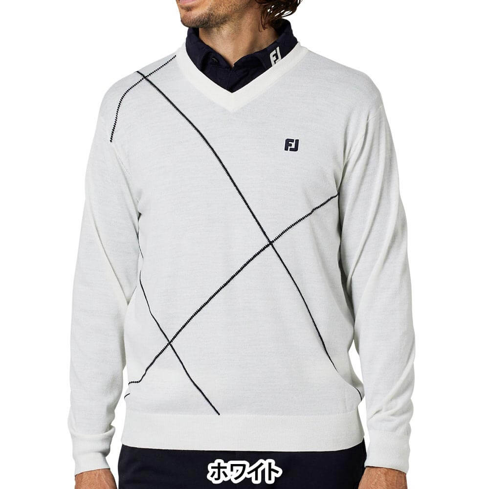 フットジョイ FootJoy メンズ クロップドアーガイル Vネック 長袖 セーター FJ-F25-M08 2025年モデル 機能・ディテール