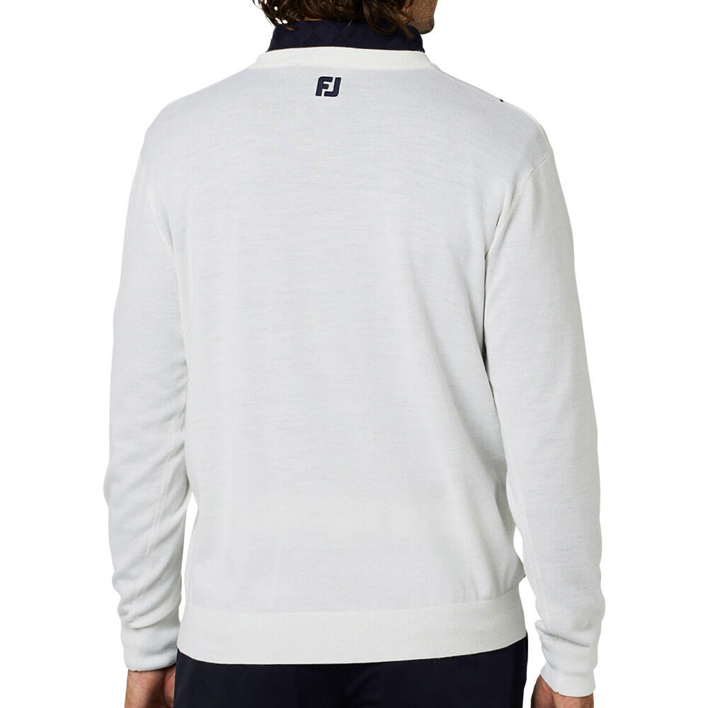 フットジョイ FootJoy メンズ クロップドアーガイル Vネック 長袖 セーター FJ-F25-M08 2025年モデル 着用イメージ