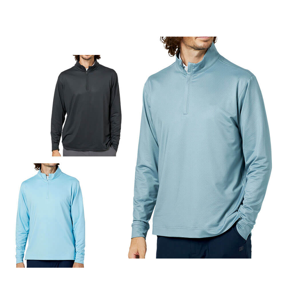 フットジョイ FootJoy メンズ トーナルダイヤモンドプリント クォータージップ 長袖 プルオーバー FJ-F25-M10 2025年モデル ウェア 正面