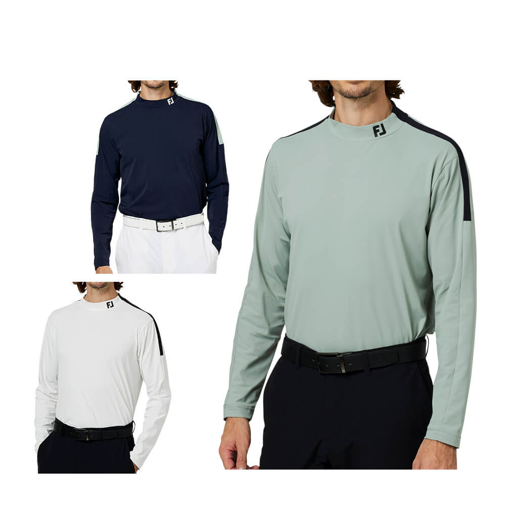 フットジョイ FootJoy メンズ ショルダーライン 長袖 モックネック シャツ FJ-F25-S02 2025年モデル ウェア 正面