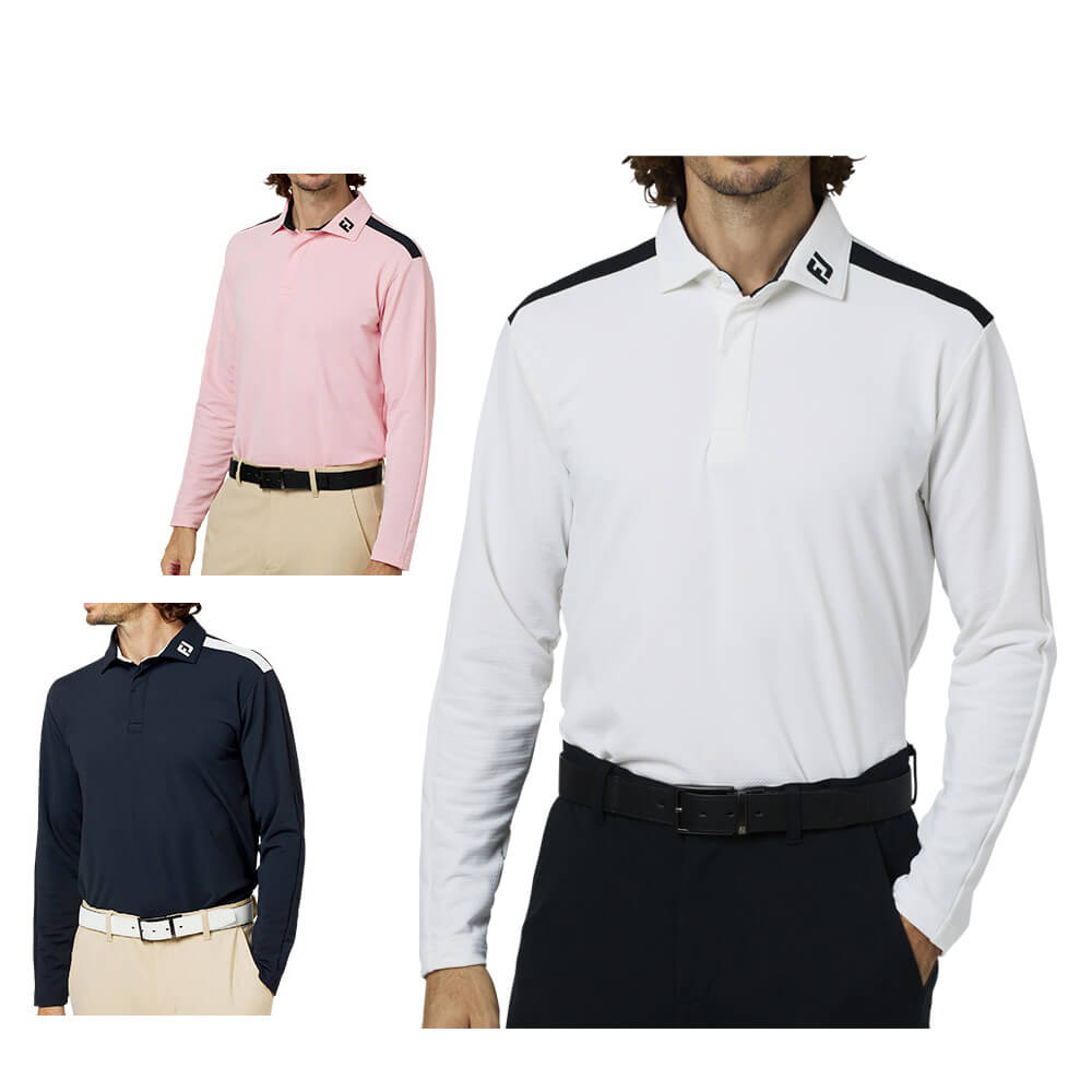 フットジョイ FootJoy メンズ ショルダーライン 長袖 ポロシャツ FJ-F25-S03 2025年モデル ウェア 正面