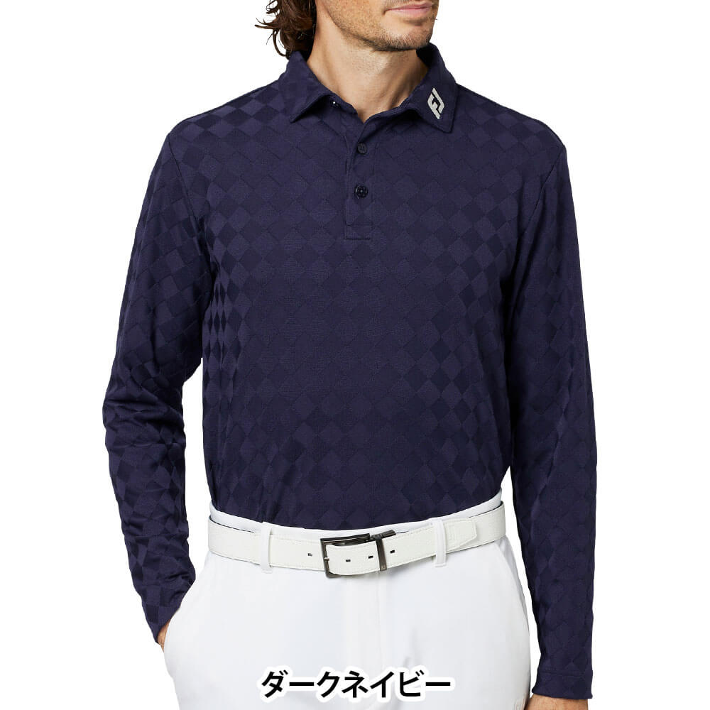 フットジョイ FootJoy メンズ アーガイルジャカード 長袖 ポロシャツ FJ-F25-S07 2025年モデル ウェア 背面