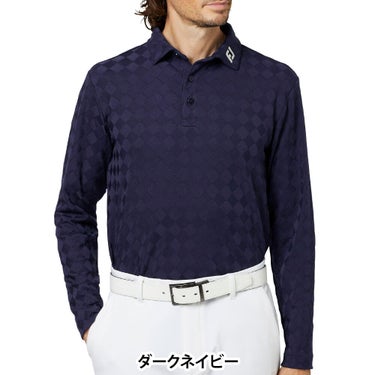 フットジョイ FootJoy メンズ アーガイルジャカード 長袖 ポロシャツ FJ-F25-S07 2025年モデル ウェア 背面