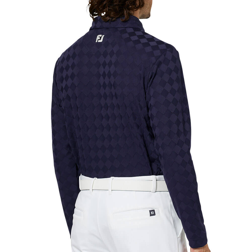フットジョイ FootJoy メンズ アーガイルジャカード 長袖 ポロシャツ FJ-F25-S07 2025年モデル ウェア 側面・ディテール