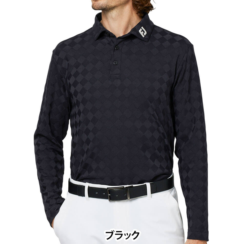 フットジョイ FootJoy メンズ アーガイルジャカード 長袖 ポロシャツ FJ-F25-S07 2025年モデル 商品ディテール