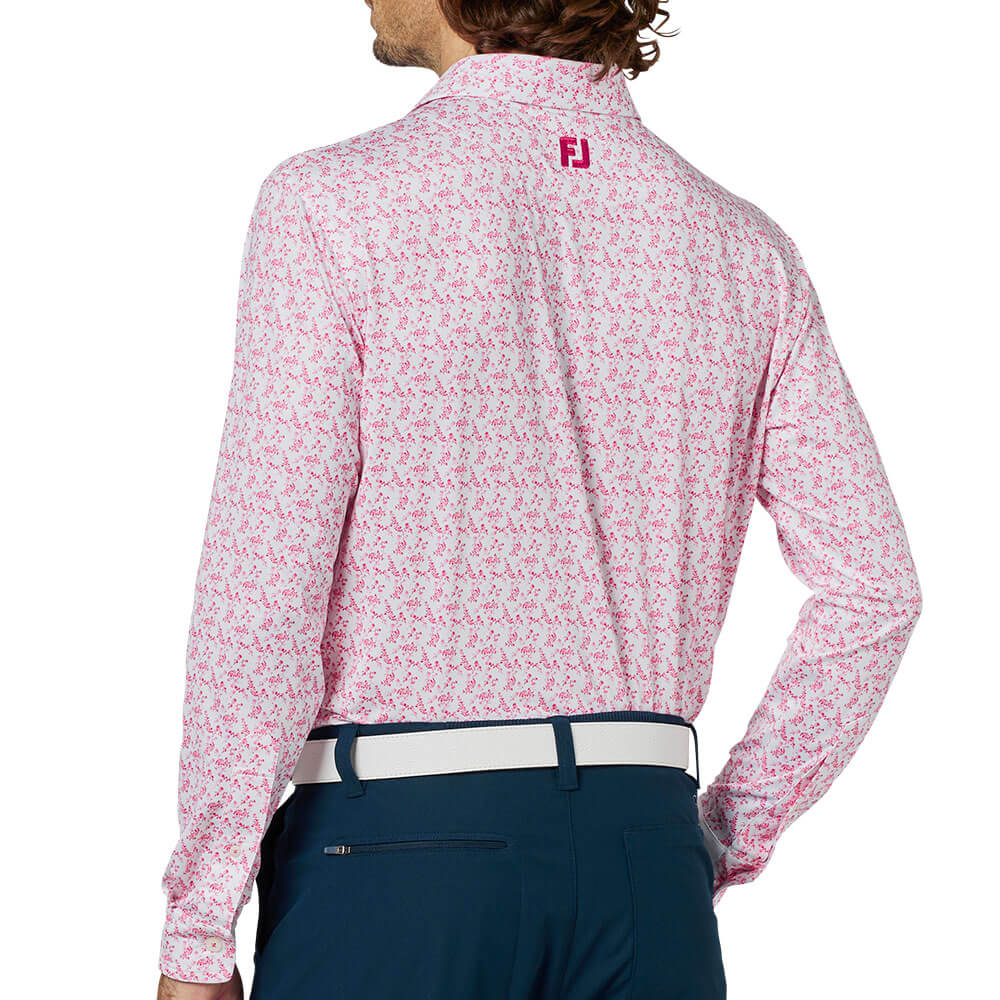 フットジョイ FootJoy メンズ ヴィンテージフラワープリント 長袖 ポロシャツ FJ-F25-S10 2025年モデル ウェア 側面・ディテール