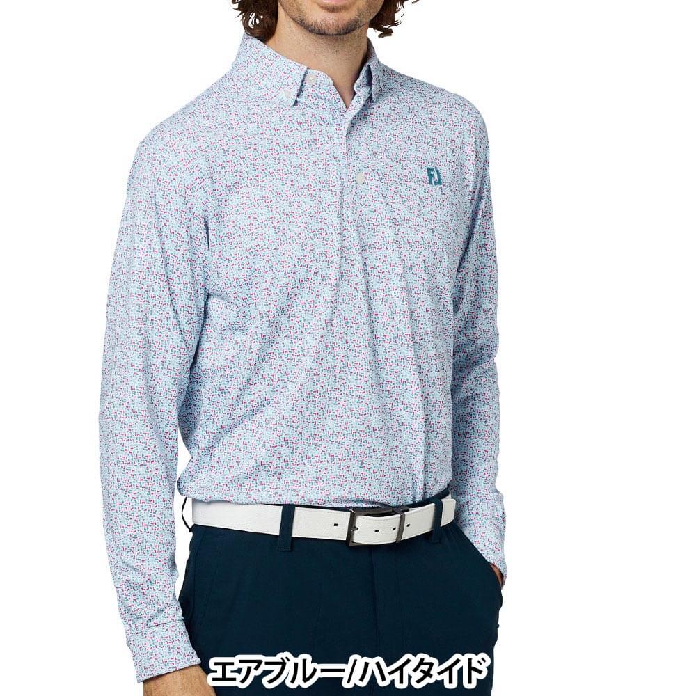 フットジョイ FootJoy メンズ ブロックゲームプリント 長袖 ボタンダウン ポロシャツ FJ-F25-S12 2025年モデル ウェア 背面