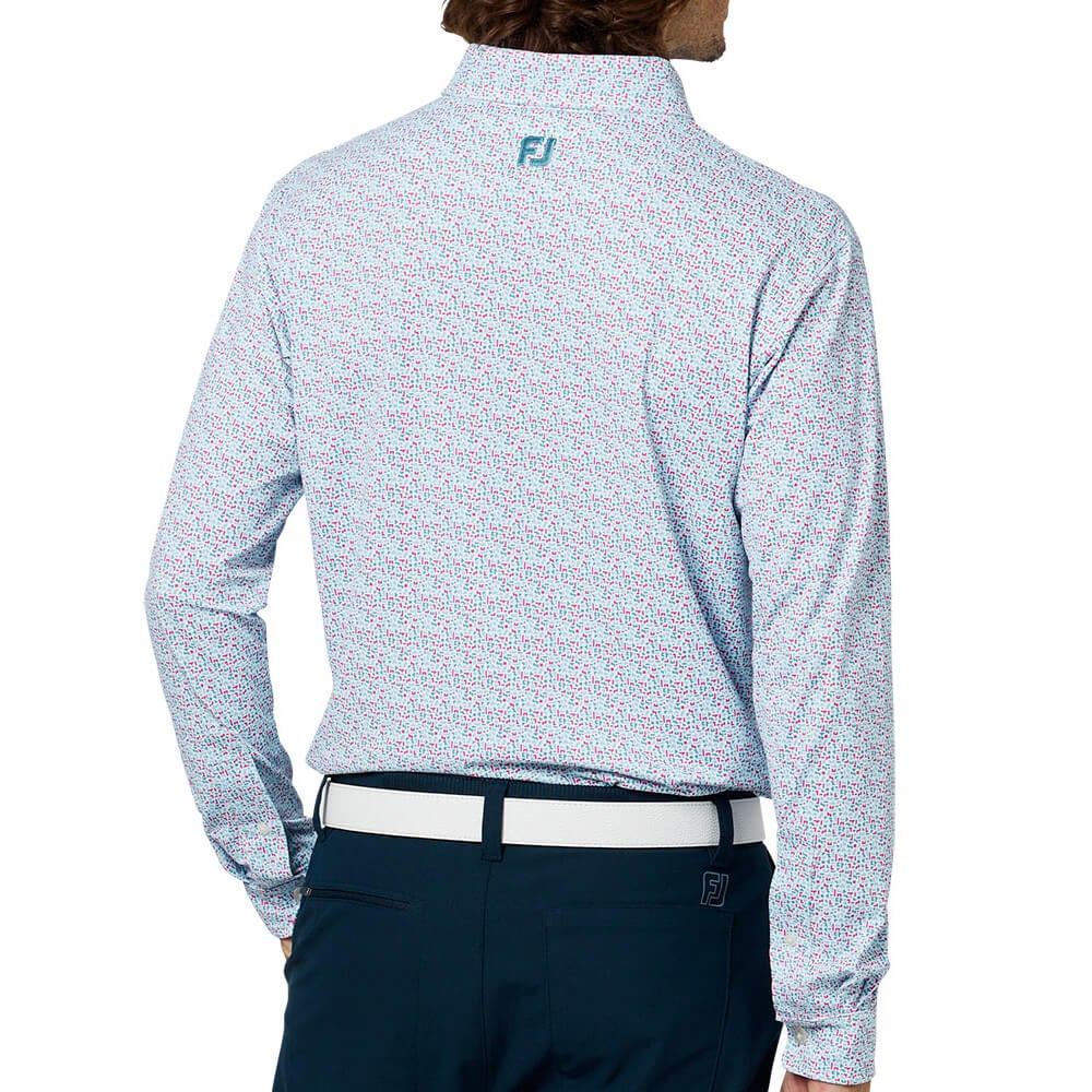 フットジョイ FootJoy メンズ ブロックゲームプリント 長袖 ボタンダウン ポロシャツ FJ-F25-S12 2025年モデル ウェア 側面・ディテール