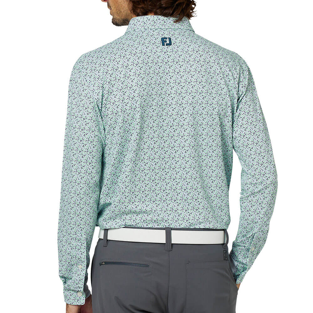 フットジョイ FootJoy メンズ ブロックゲームプリント 長袖 ボタンダウン ポロシャツ FJ-F25-S12 2025年モデル 商品ディテール