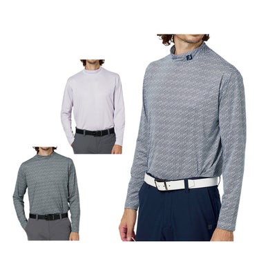 フットジョイ FootJoy メンズ ウェーブラインプリント 長袖 モックネック シャツ FJ-F25-S13 2025年モデル ウェア 正面