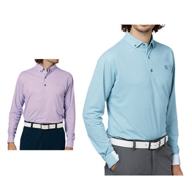 フットジョイ FootJoy メンズ 3Dピラミッドプリント 長袖 ボタンダウン ポロシャツ FJ-F25-S14 2025年モデル ウェア 正面